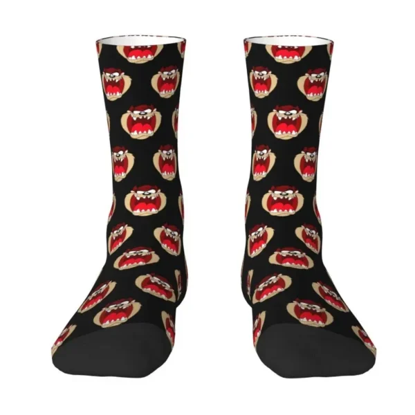 Funny Men's Cartoon Tasmanian Devil Dress Socks Unisex Comfortable Warm 3D Print Anime Comic Crew Socks