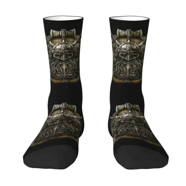 Funny Viking Shield Socks Men Women Warm 3D Printed Valhalla Basketball Sports Socks