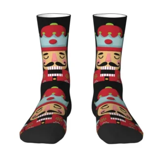 Harajuku Nutcracker Socks Women Men Warm 3D Print Cartoon Soldier Toy Christmas Gift Football Sports Crew Socks