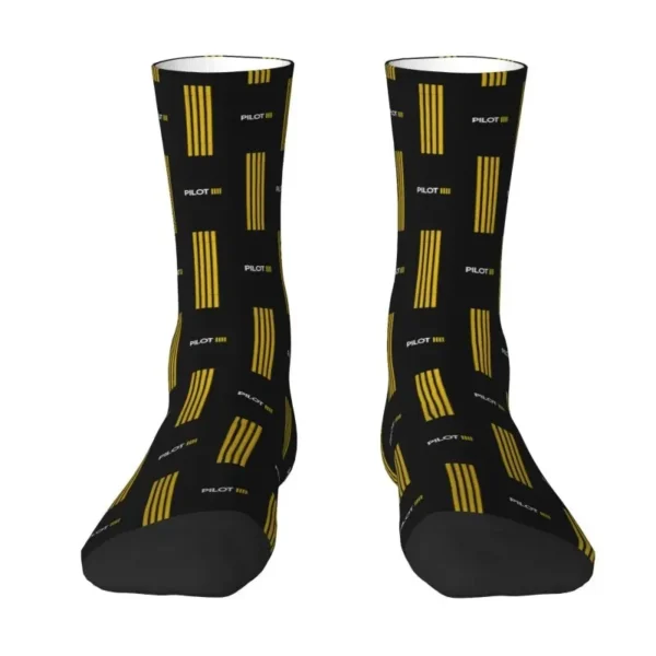 Harajuku Pilot Captain Stripes Socks Men Women Warm 3D Printed Aviation Airplane Aviator Sports Football Socks