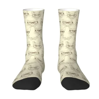 Hipster Cats With Glasses Mens Crew Socks Unisex Fun 3D Printing Dress Socks