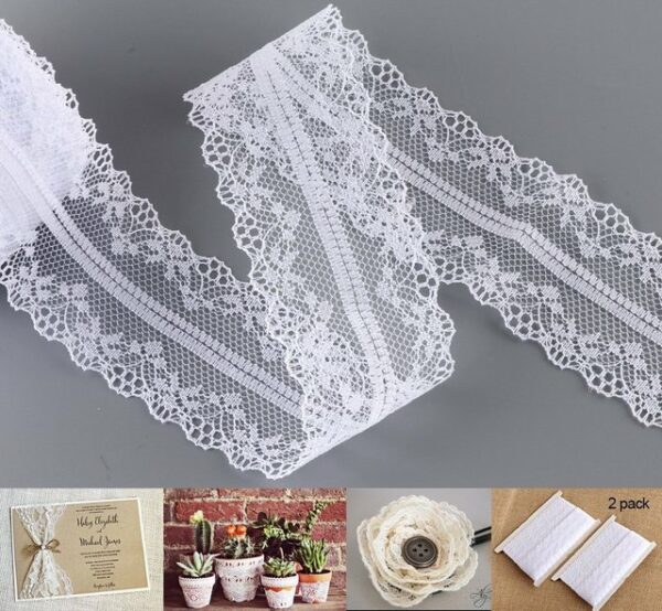 Homewit Geschenkpapier Spitzenband Natürliche jute Bänder Spitzenbordüre Hochzeitsdeko, (2St), für Hochzeit Geschenkverpackung Handwerk DIY Basteln Tischdeko