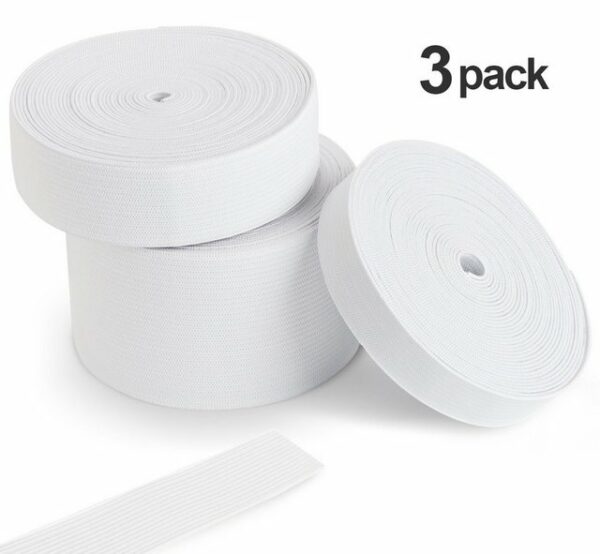 Homewit Gummiband 3 Stück 5M Gummilitze Elastic Band für Nähen Haushalt DIY Handwerk, 15+25+50mm Breit, Weiß