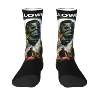 Horror Movie Mens Crew Socks Unisex Fashion 3D Printed Michael Myers Halloween Dress Socks