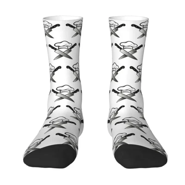 Kawaii Funny Cooking Skull Knife Chef Socks Men Women Warm 3D Printing Football Sports Socks