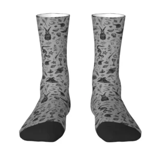 Kawaii Salem Witch Socks Women Men Warm 3D Printing Halloween Occult Gothic Magic Basketball Sports Socks