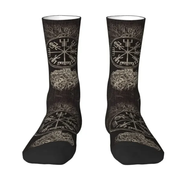 Kawaii Vegvisir And Tree Of Life Yggdrasil Socks Women Men Warm 3D Printing Viking Compass Basketball Sports Socks