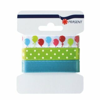 Kiids Folienballon Roth Schleifenband Luftballon 3er Set, 2,5/1/1cm x 4,5 m