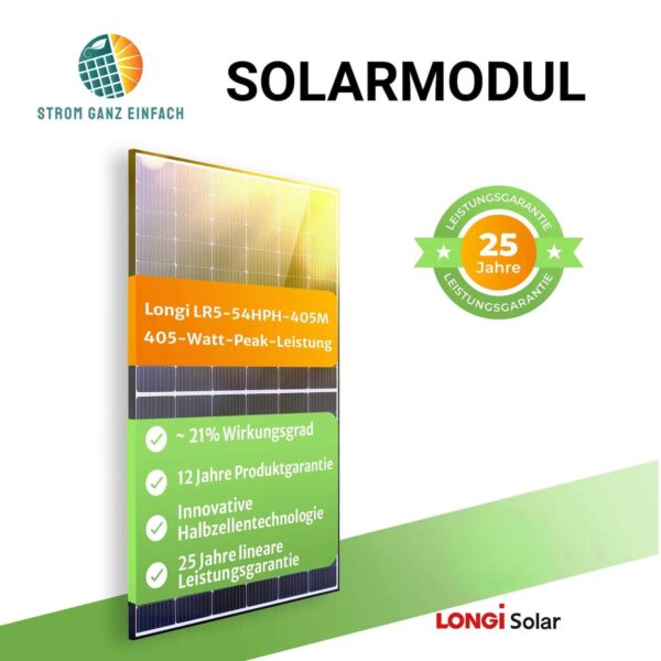 LONGi Solarmodul LR5-54HTH-425M mit 425 Watt - Solarmodul für Balkonkraftwerk - 2 Stück