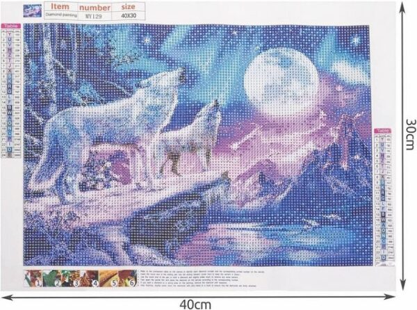 MALATEC Malen nach Zahlen 5d Diamond Painting DIY Wölfe (5d Diamond Painting-Set), Entspannendes Hobby, kreative Stunden, schimmerndes Endergebnis.