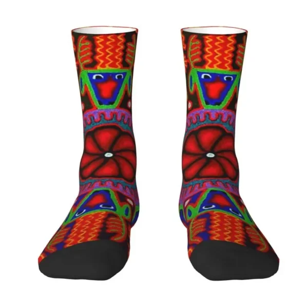 Mexican Colorful Huichol Mens Crew Socks Unisex Cute 3D Print Dress Socks