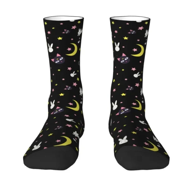 Moon Sailors Luna Pattern Mens Crew Socks Unisex Cool 3D Printed Japanese Anime Dress Socks