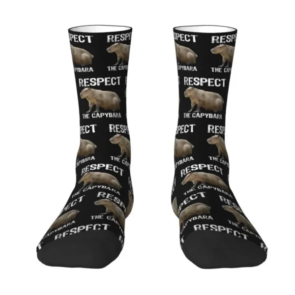 Novelty Men's Respect The Capybara Funny Rodent Capibara Dress Socks Unisex Warm Comfortable 3D Printing Crew Socks