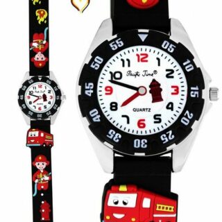 Pacific Time Quarzuhr Kinder Armbanduhr Feuerwehr Silikonarmband, Gratis Versand