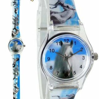 Pacific Time Quarzuhr Kinder Armbanduhr Fotouhr Mädchen Jungen Pferd white Horse 20811, Gratis Versand