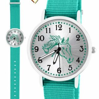 Pacific Time Quarzuhr Kinder Armbanduhr Pferd türkis Wechselarmband, Mix und Match Design - Gratis Versand