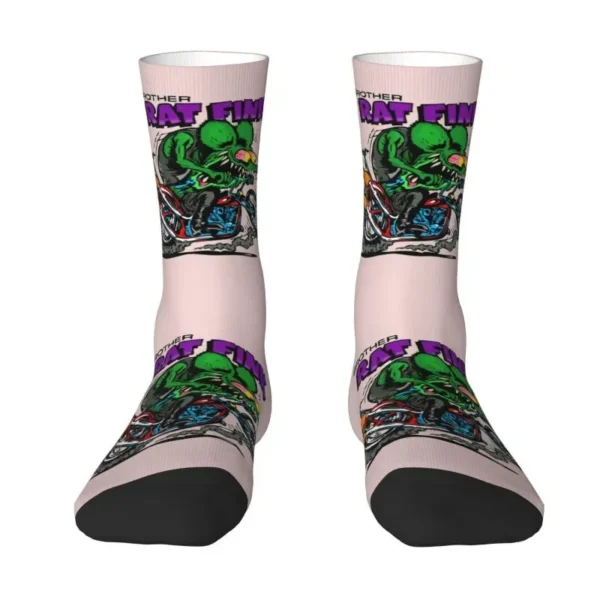 Rat Fink Mens Crew Socks Unisex Novelty 3D Printed Animated Cartoon Dress Socks