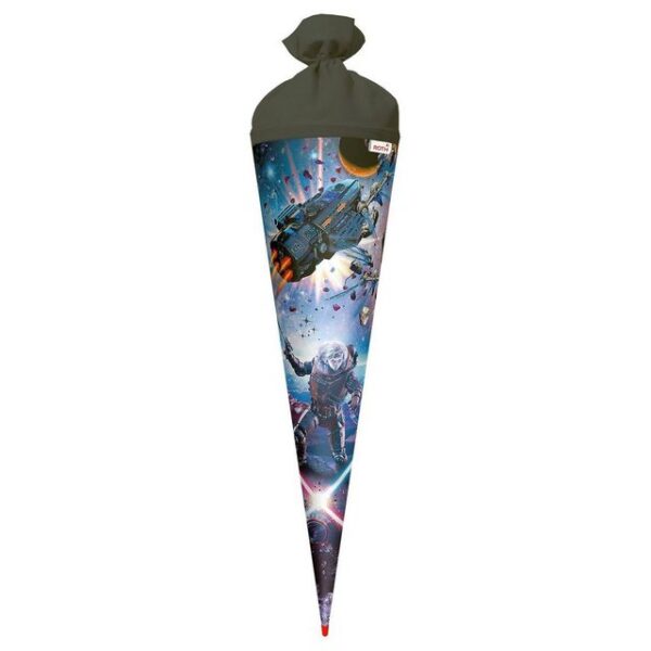 Roth Schultüte Motiv-Schultüte Space Fighter 70cm rund Rot(h)-Spitze blauer Glitter