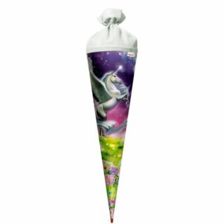 Schultüte Motiv-Schultüte Magic Pegasus 70cm rund Rot(h)-Spitze Filzverschluss