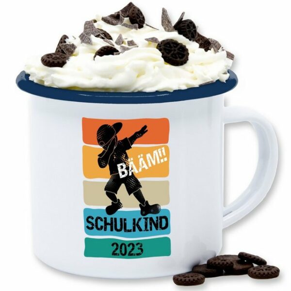 Shirtracer Tasse Bääm! Schulkind 2023, Stahlblech, Einschulung Geschenk Tasse