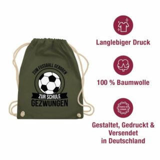 Shirtracer Turnbeutel Zum Fußball geboren zur Schule gezwungen - schwarz, Schulanfang & Einschulung Geschenk Turnbeutel