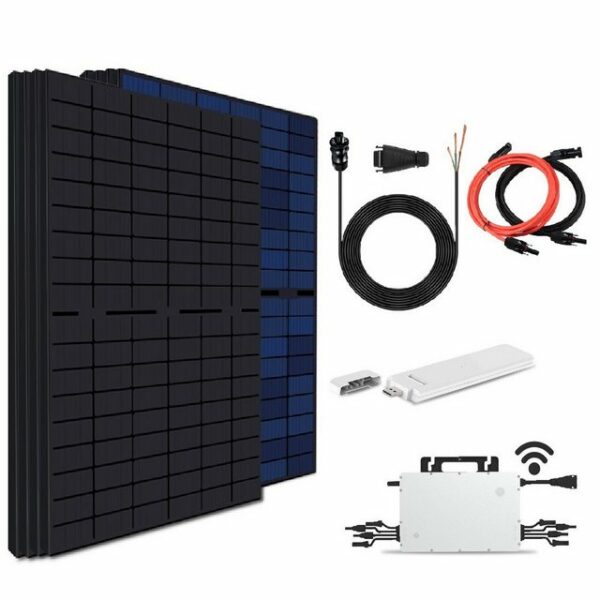 Stegpearl Solaranlage 1720W Photovoltaik Balkonkraftwerk (4x430W) Bifaziale Solarmodule, Monokristalline, (Hoymiles HMS-1600-4T (Die Freigabe der Verbindung für 4 Module) WLAN drosselbar Wechselrichter, Wasserdichtigkeitsklasse, Antireflexbeschichtung, Balkon-Solaranlage steckerfertig für Ihr Haus, Plug & Play)