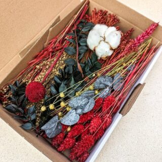 Trockenblume Trockenblumen Deko Mix Box Rot Grün Gold Weihnachtsdeko DIY Projekte, DekoPanda