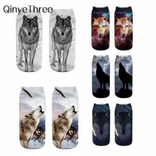 Wild Wolf Series Unisex Sox Women's Funny Cartoon Animal Cute 3D Print Ankle Socks Hot Fashion Punk Gothic Club Sokken