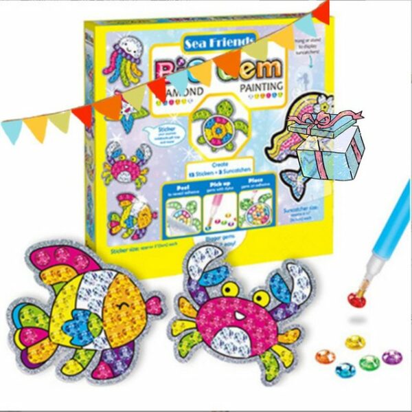 XDeer Kreativset 12 Stück Bastelsets für Kinder,Kunsthandwerk DIY Diamant Painting, Spielzeug für Kinder,Kunst Malerei Sets nach Zahlen Diamant Handwerk