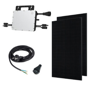 Balkonkraftwerk 800W 2x Ja-Solar 405W Full Black + Hoymiles HMS-800W Wechselrichter + AC Adapter-Stecker Solar Photovoltaik Anlage 800 / 810Wp Komplett