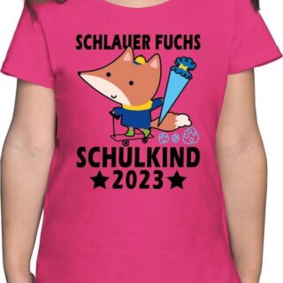 Shirtracer T-Shirt Schlauer Fuchs Schulkind 2023 - schwarz Einschulung Mädchen