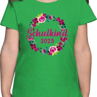 Shirtracer T-Shirt Schulkind 2023 Blumenkranz Einschulung Mädchen