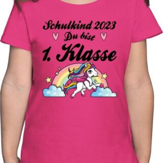 Shirtracer T-Shirt Schulkind 2023 - Du bist Erstklassig - Pferd Einschulung Mädchen