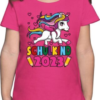 Shirtracer T-Shirt Schulkind 2023 I Einhorn Unicorn Einschulung Mädchen