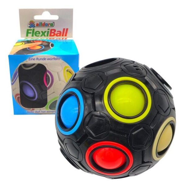 alldoro Spiel, 63075, Flexi Ball Ø 7 cm, schwarzer Puzzle-Ball mit Drehfunktion