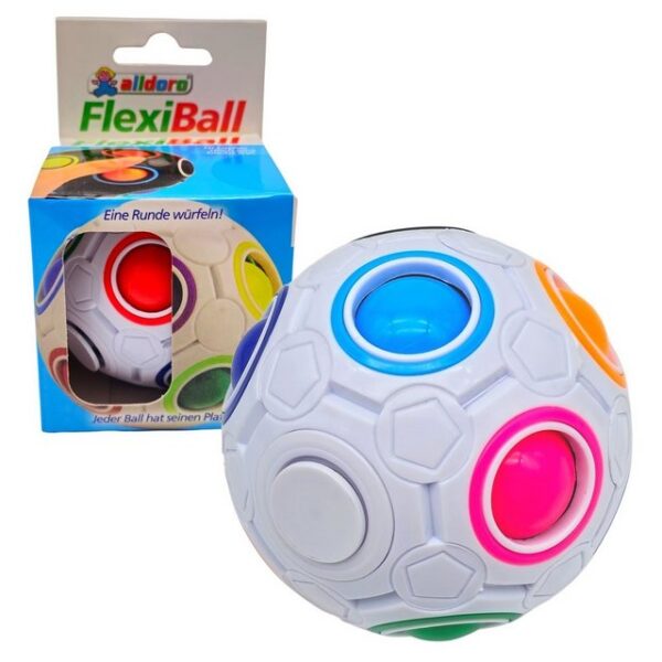 alldoro Spiel, 63076, Flexi Ball Ø 7 cm, weißer Puzzle-Ball mit Drehfunktion