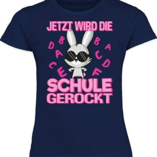 Shirtracer T-Shirt Jetzt wird die Schule gerockt Hase Einschulung Mädchen