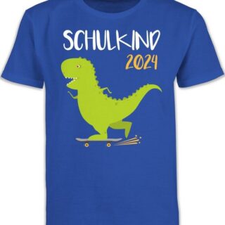 Shirtracer T-Shirt Schulkind 2024 - Dino mit Skateboard Einschulung Junge Schulanfang Geschenke