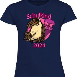 Shirtracer T-Shirt Schulkind 2024 Pferd mit Schultüte Einschulung Mädchen