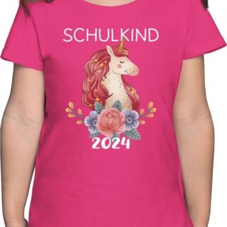 Shirtracer T-Shirt Schulkind 2024 mit Einhorn Einschulung Mädchen