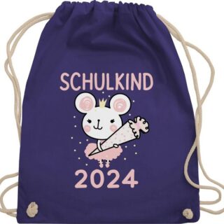 Shirtracer Turnbeutel Maus mit Schultüte Schulkind 2024, Schulanfang & Einschulung Geschenk Turnbeutel