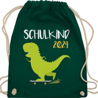 Shirtracer Turnbeutel Schulkind 2024 - Dino mit Skateboard, Schulanfang & Einschulung Geschenk Turnbeutel