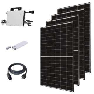 Balkonkraftwerk 1600W 4x JaSolar440W Bifacial Glas-Glas + Hoymiles HMS-1600 Wechselrichter + DTU + AC Adapter-Stecker Solar Photovoltaik Anlage 1600 / 1760Wp Komplett