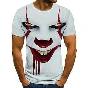 Herren Shirt T shirt Tee Graphic Tribal 3D Rundhalsausschnitt WeißRot Schwarz Weiß Gelb Rot 3D Print Halloween Ausgehen Kurzarm Print Kleidung Kleidung Streetw