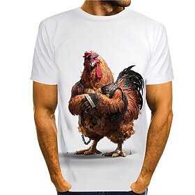 Herren T Shirt Tee Lustige T Shirts Tier Grafik Prints Huhn Rundhalsausschnitt A B C D F 3D Druck Täglich Urlaub Kurzarm Print Kleidung Kleidung Niedlich Desig