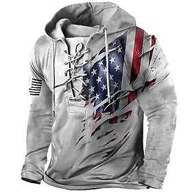 Herren Unisex Pullover Hoodie Sweatshirt Hellgrün Rosa Blau Braun Grün Kapuzen Grafik Prints Nationalflagge Lace up Print Sport Outdoor Täglicher Sport 3D Dru