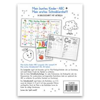 Mein buntes Kinder-ABC DIN A4 laminiert + Mein erstes Schreiblernheft - Set in Druckschrift