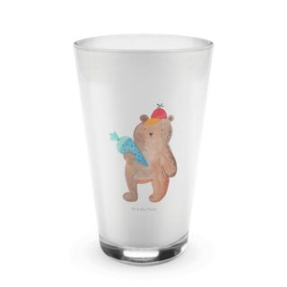 Mr. & Mrs. Panda Glas Bär mit Schultüte - Transparent - Geschenk, Grundschule, Glas, Teddy, Premium Glas, Farbecht