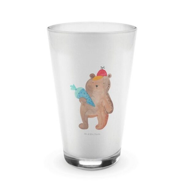 Mr. & Mrs. Panda Glas Bär mit Schultüte - Transparent - Geschenk, Grundschule, Glas, Teddy, Premium Glas, Farbecht