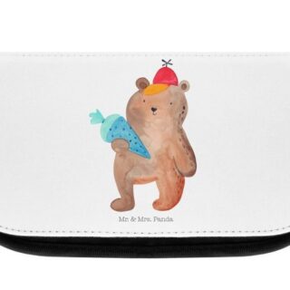 Mr. & Mrs. Panda Kosmetiktasche Bär mit Schultüte - Weiß - Geschenk, Teddybär, Kosmetikbeutel, Schmin (1-tlg), Farbecht